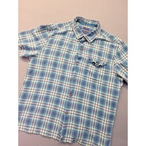 Tommy Bahama Mens XL Blue Green Plaid Beach Vacation Short Sleeve Silk Casual‎